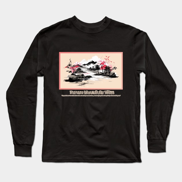 Japan Zen Style Serene Mountain Long Sleeve T-Shirt by MagesticLuminous